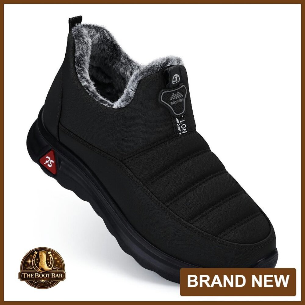 Warm Fur Lined Slip On Ankle Snow Boots Waterproof Anti Slip